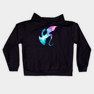 Flying Watercolor Galaxy Dragon Silhouette Kids Hoodie